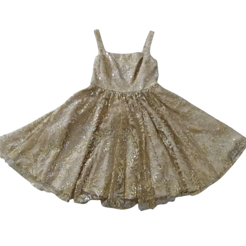Fifteen Roses Women's Embellished Gold Sequin Prom Formal Dress Size 8 Avant Gar